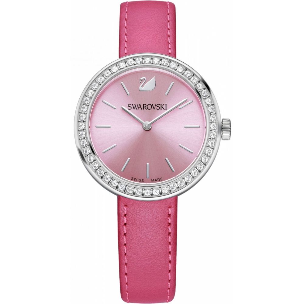 Розовый циферблат. Swarovski 5130549. Наручные часы Swarovski 5130547. Часы женские с розовым циферблатом Сваровски. Часы Swarovski xtx5804.